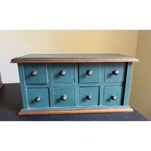 Pottery Barn Small Apothecary 8 Drawers Cabinet Green